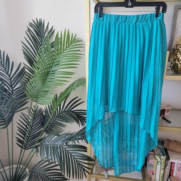 Teal High Low Pleated Skirt by Target Xhilaration Women's Size Medium! - Picture 1 of 11